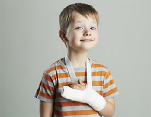 Boy with a plastered arm