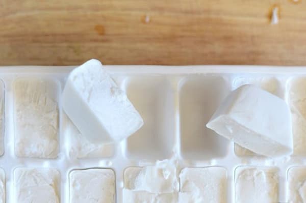Milk frozen in an ice tray